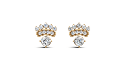 Diamond Solitaire Crown Drop Stud Earrings