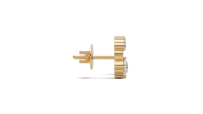 Diamond Solitaire Crown Drop Stud Earrings