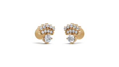 Diamond Solitaire Crown Drop Stud Earrings