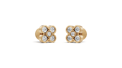 Diamond Four-Petal Clover Stud Earrings