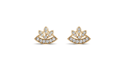 Diamond Lotus Fan Stud Earrings