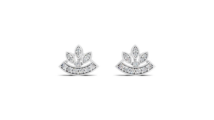 Diamond Lotus Fan Stud Earrings