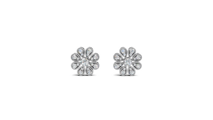 Diamond Pave Sunflower Stud Earrings