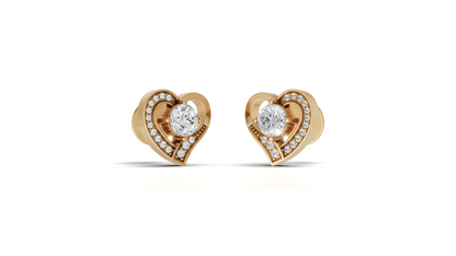 Diamond Open Heart Solitaire Stud Earrings