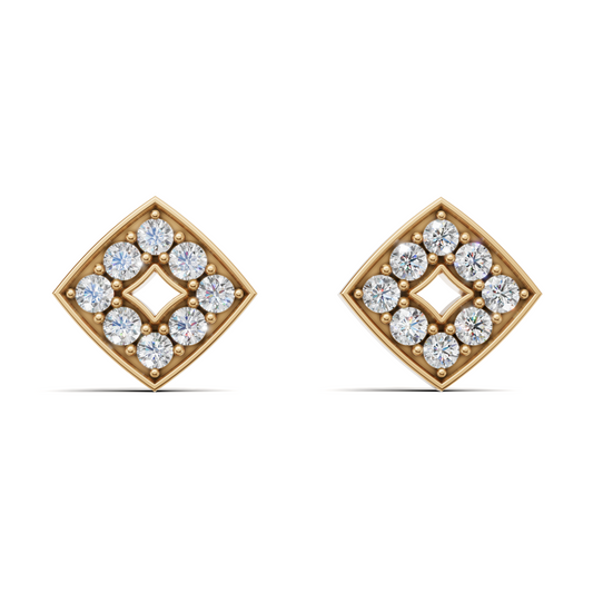 Diamond Open Square Tile Stud Earrings