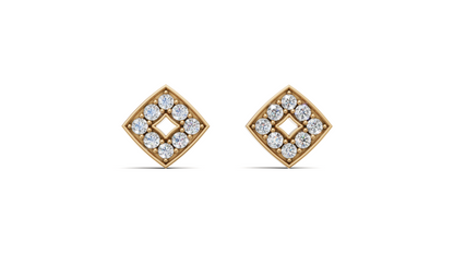 Diamond Open Square Tile Stud Earrings