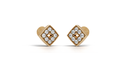 Diamond Open Square Tile Stud Earrings