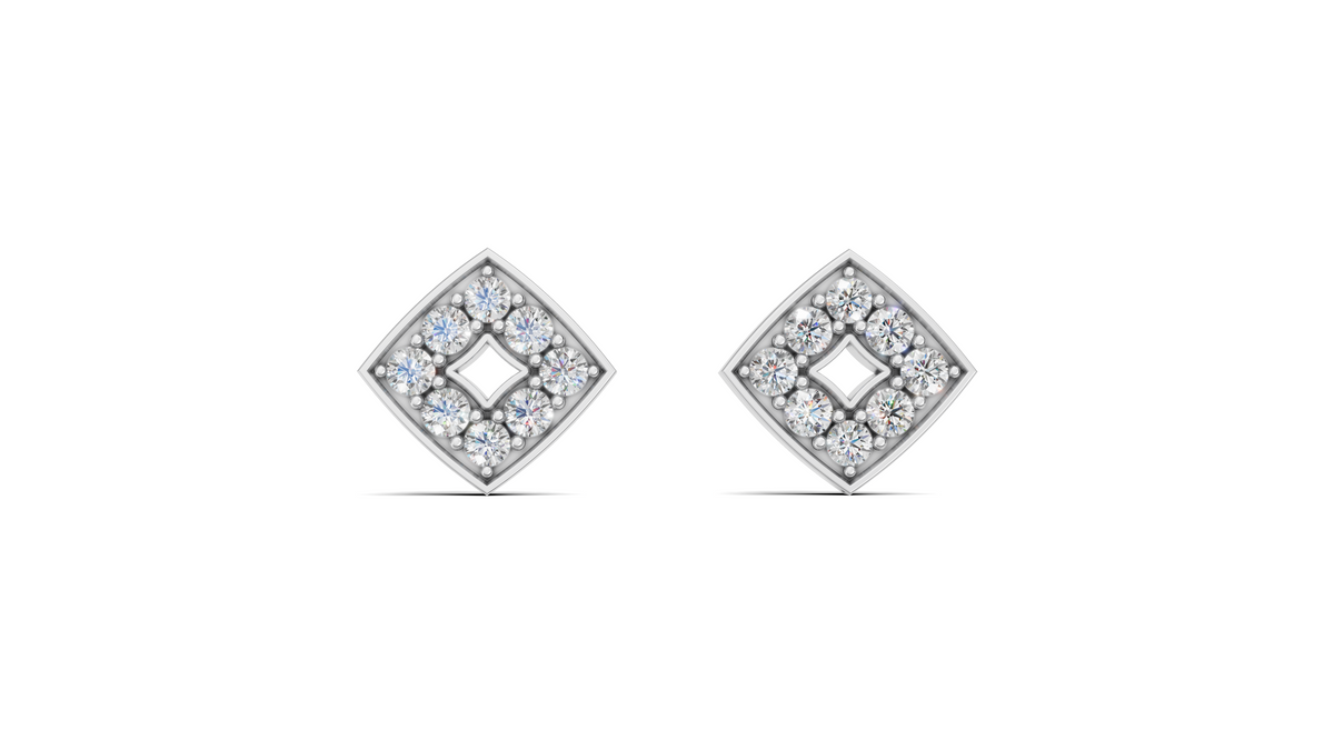 Diamond Open Square Tile Stud Earrings