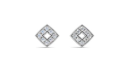 Diamond Open Square Tile Stud Earrings