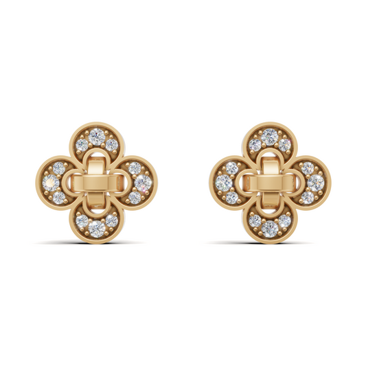Diamond Quatrefoil Clover Stud Earrings