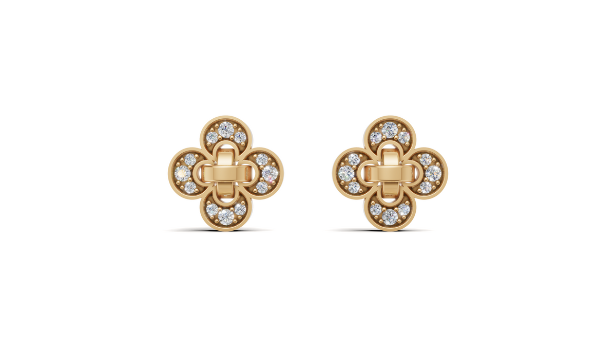 Diamond Quatrefoil Clover Stud Earrings
