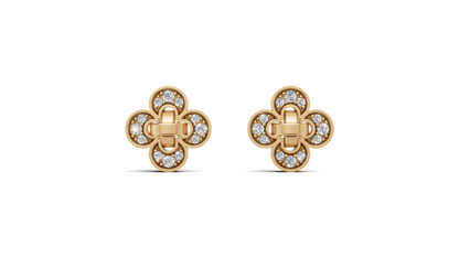 Diamond Quatrefoil Clover Stud Earrings
