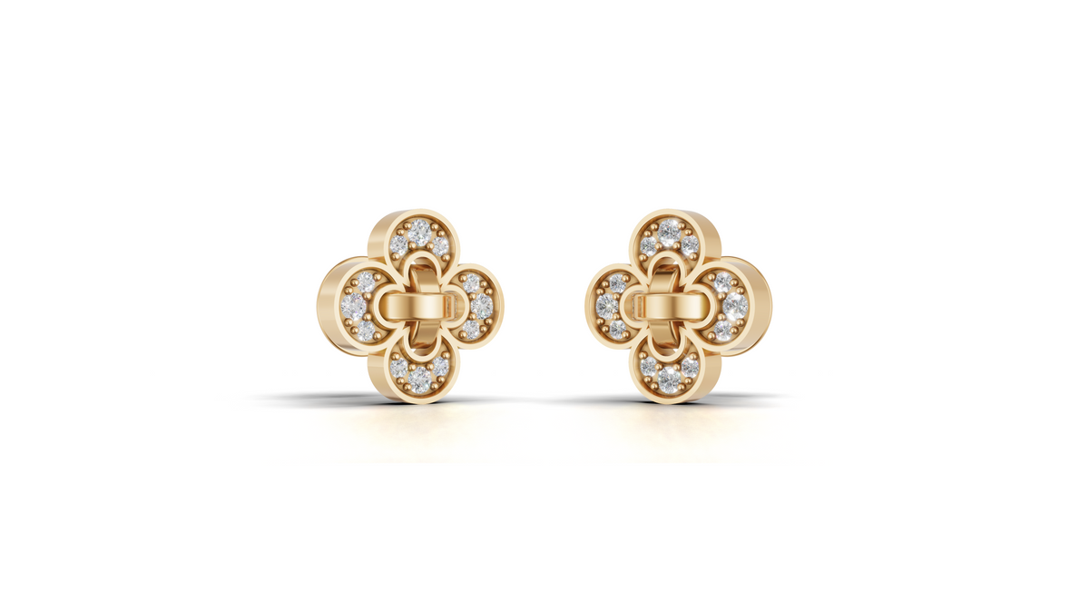 Diamond Quatrefoil Clover Stud Earrings