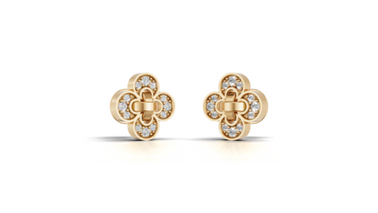 Diamond Quatrefoil Clover Stud Earrings