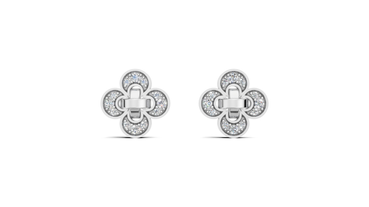Diamond Quatrefoil Clover Stud Earrings