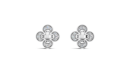 Diamond Quatrefoil Clover Stud Earrings