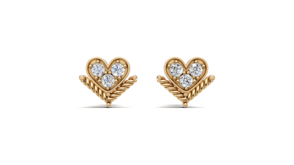 Diamond Heart with Rope Chevron Stud Earrings