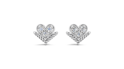 Diamond Heart with Rope Chevron Stud Earrings