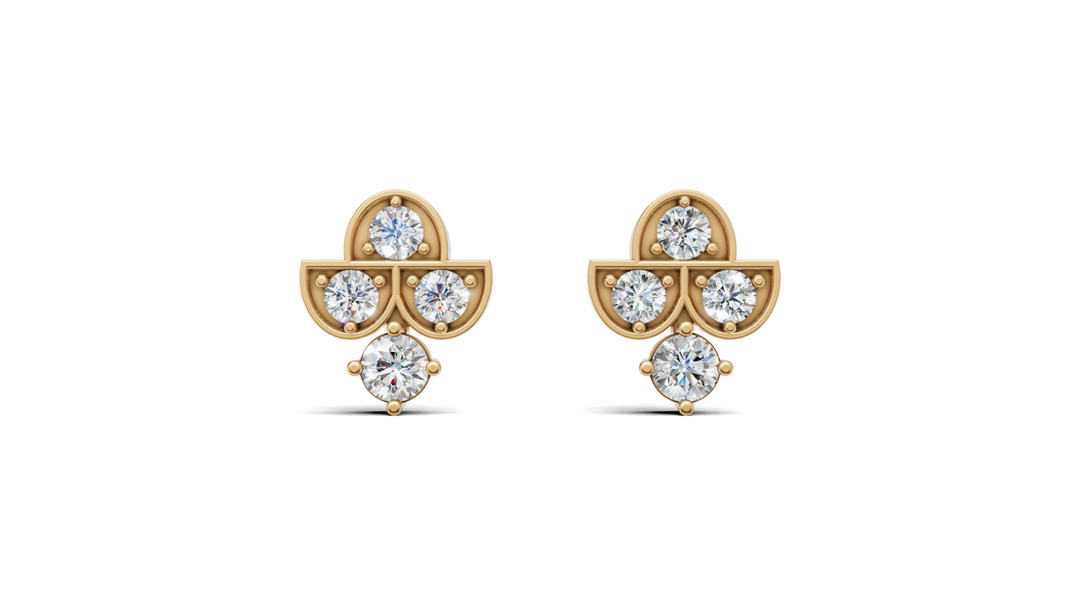 Diamond Arch Trio Stud Earrings