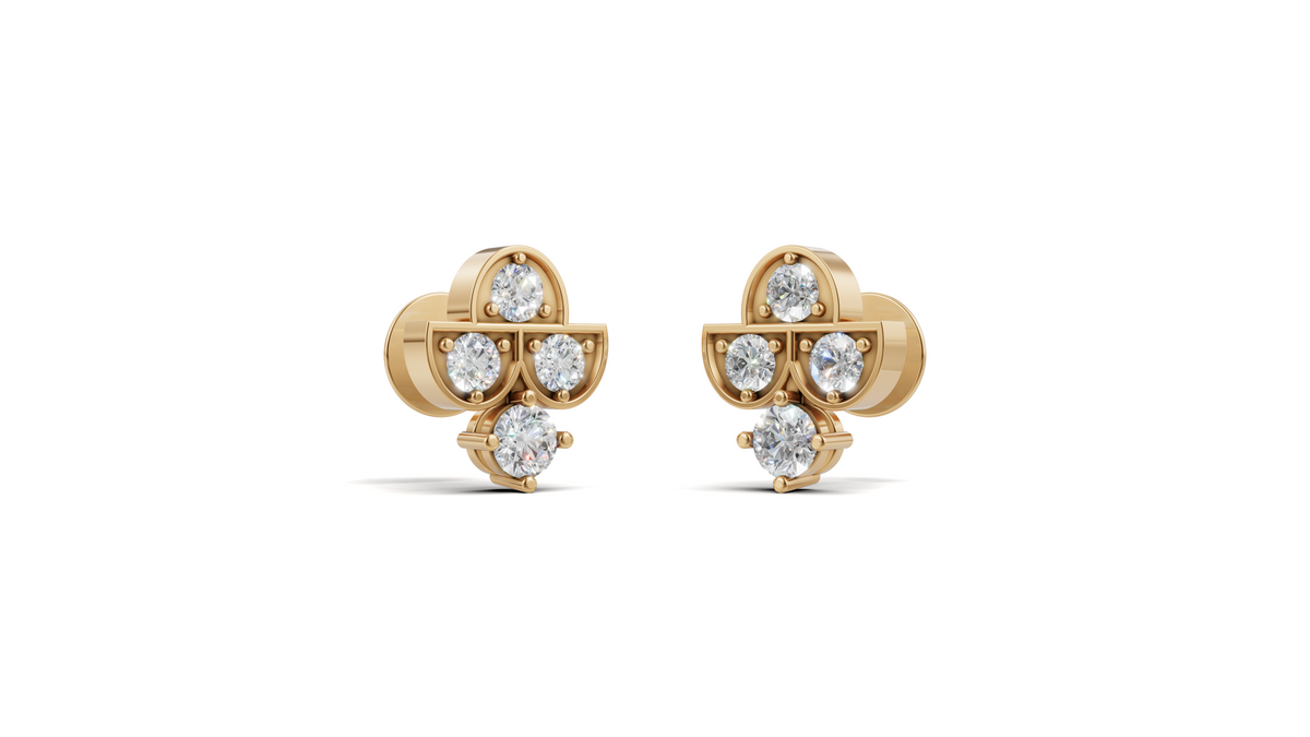 Diamond Arch Trio Stud Earrings