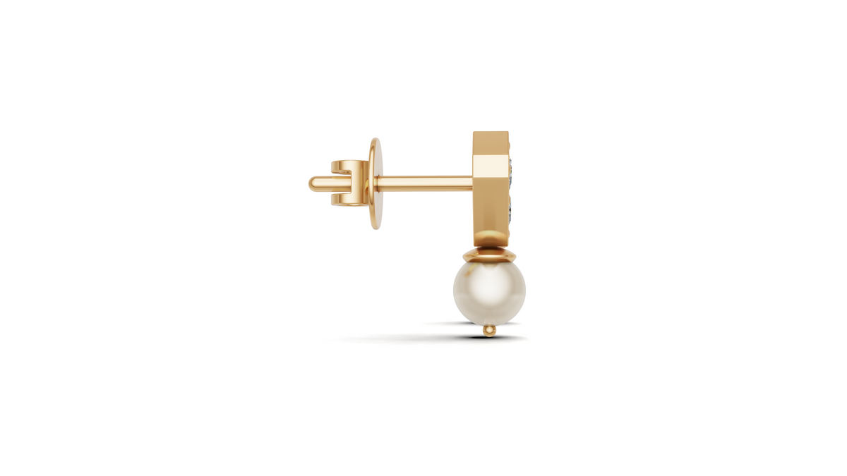 Diamond Heart & Pearl Drop Earrings