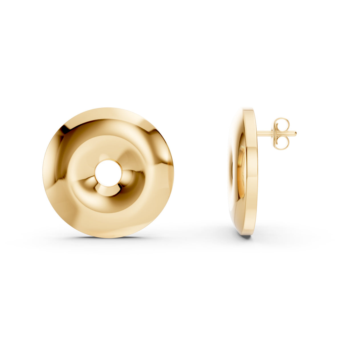 Gold Dome Button Stud Earrings