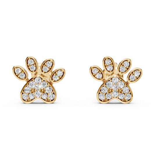 Lab-Grown Diamond Wildlife Paw Print Charm Earring