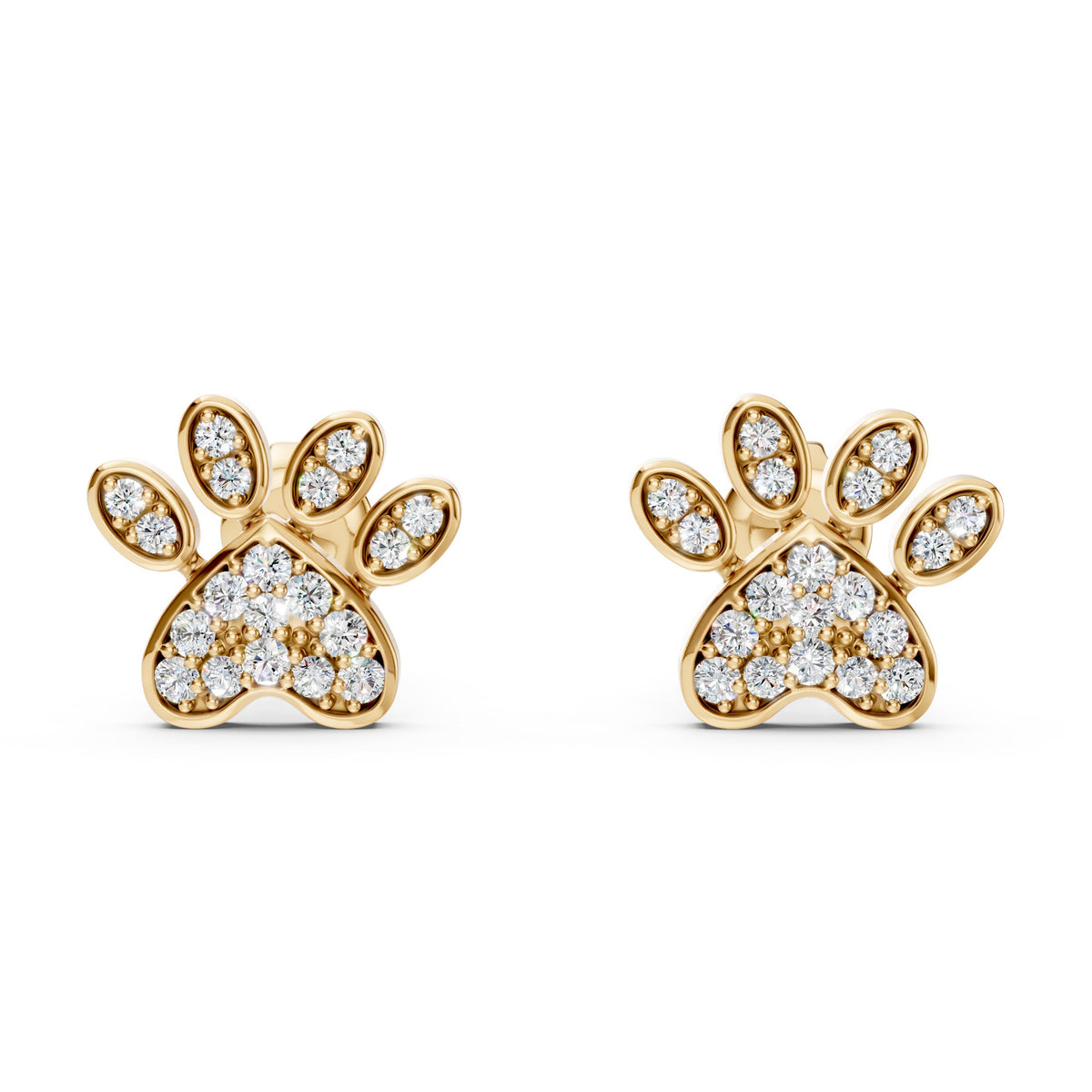 Lab-Grown Diamond Wildlife Paw Print Charm Earring