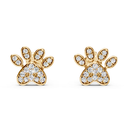 Lab-Grown Diamond Wildlife Paw Print Charm Earring