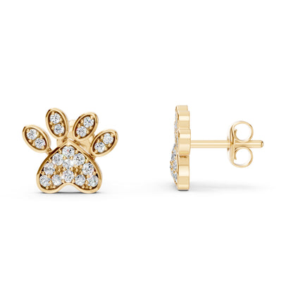 Lab-Grown Diamond Wildlife Paw Print Charm Earring