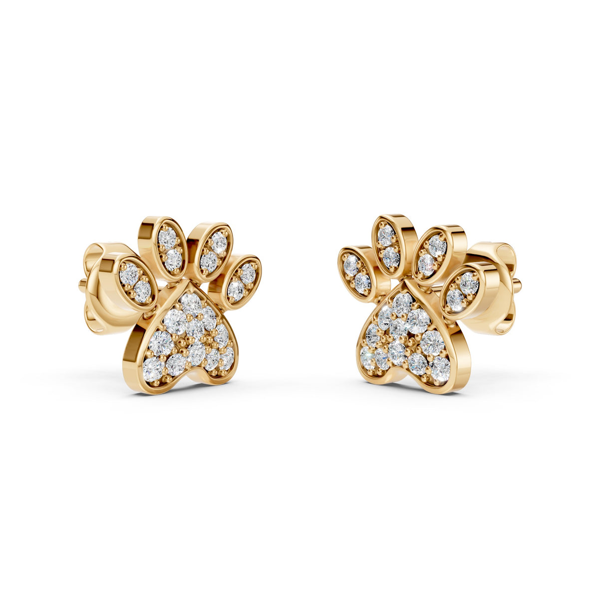 Lab-Grown Diamond Wildlife Paw Print Charm Earring