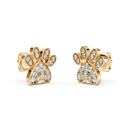 Lab-Grown Diamond Wildlife Paw Print Charm Earring