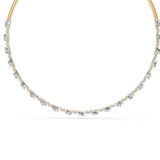 Round and Half Moon Chain Diamond Necklace