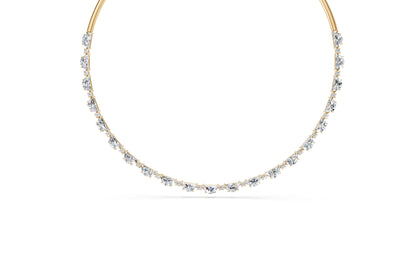 Round and Half Moon Chain Diamond Necklace