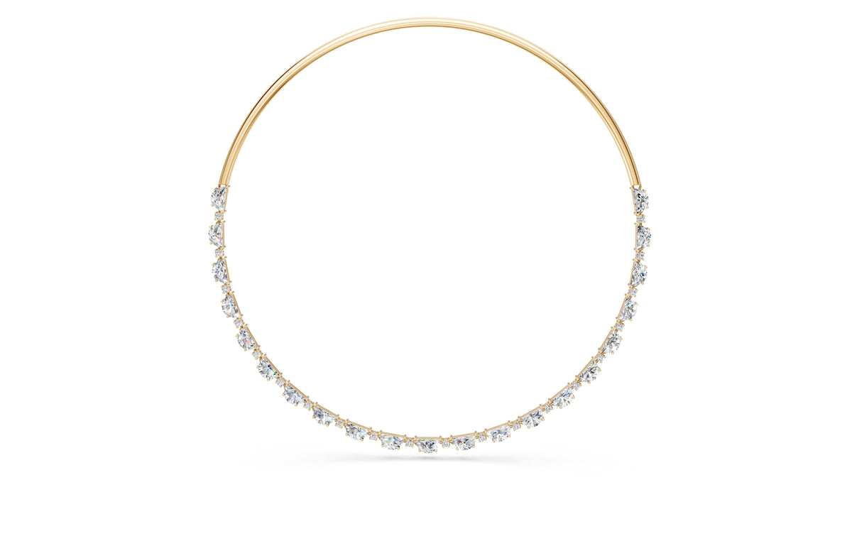 Round and Half Moon Chain Diamond Necklace