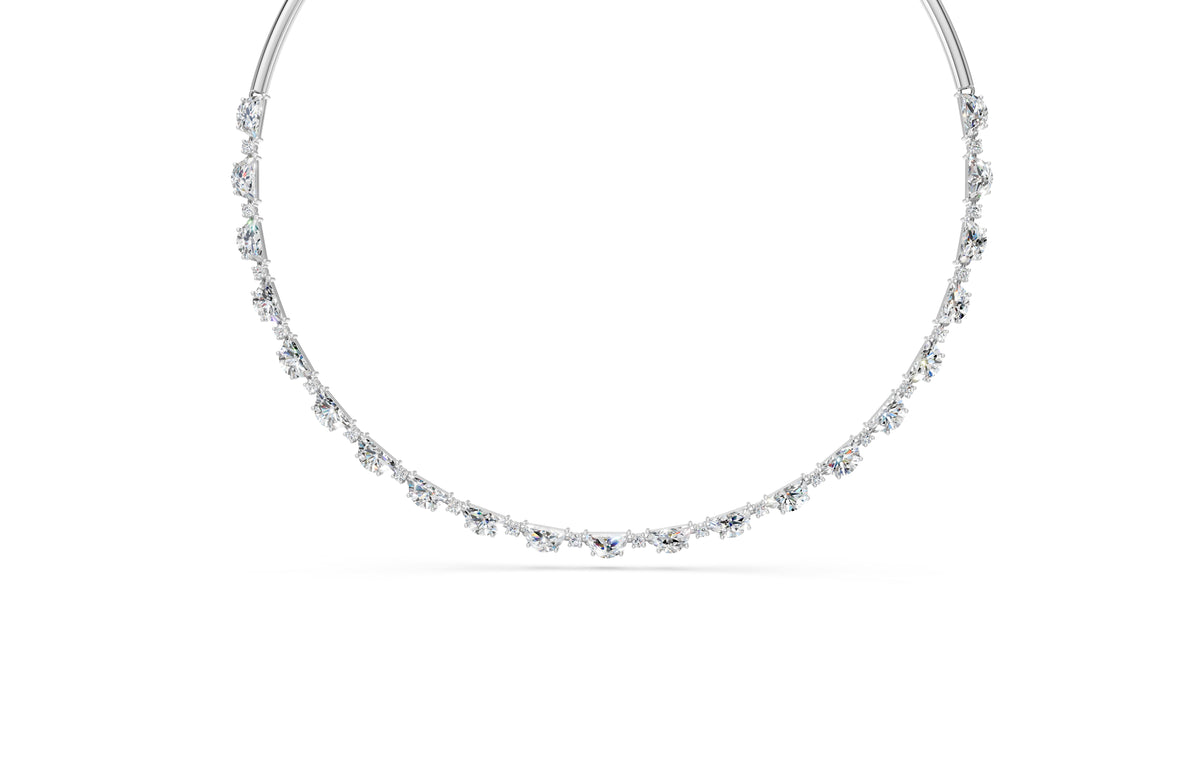 Round and Half Moon Chain Diamond Necklace