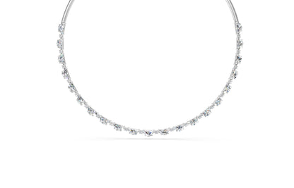 Round and Half Moon Chain Diamond Necklace