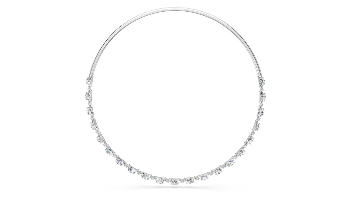 Round and Half Moon Chain Diamond Necklace