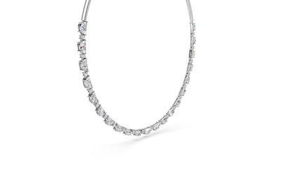Round and Half Moon Chain Diamond Necklace