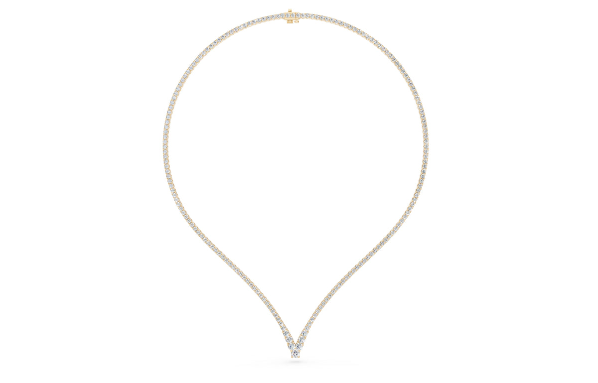 V-Shape Diamond Tennis Everyday Necklace