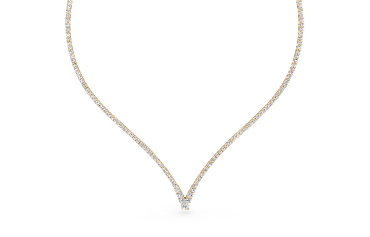 V-Shape Diamond Tennis Everyday Necklace