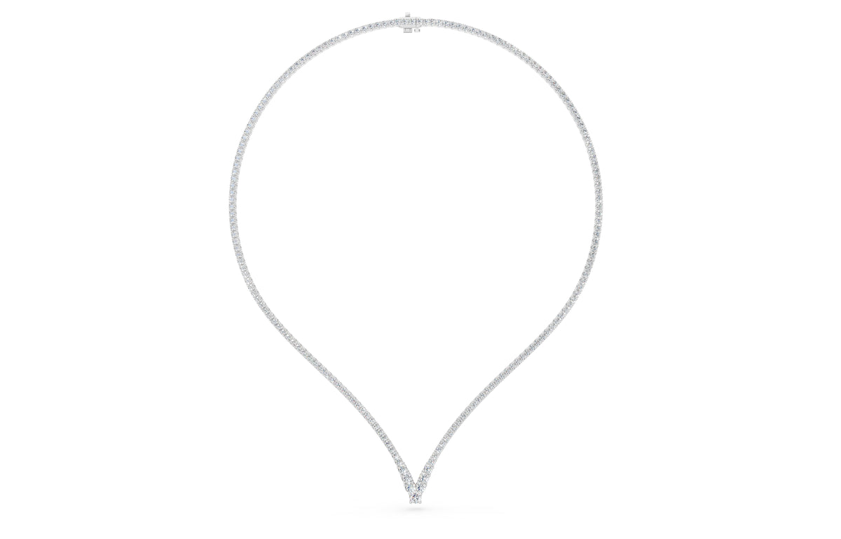 V-Shape Diamond Tennis Everyday Necklace