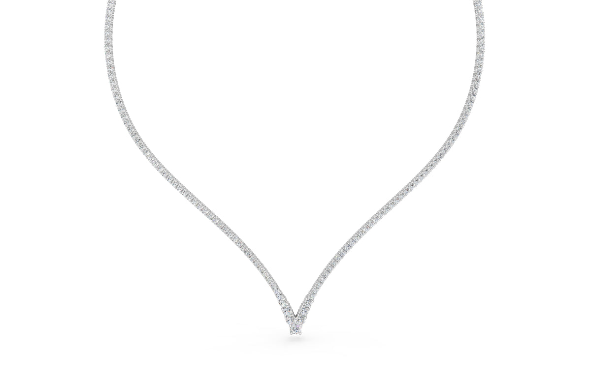 V-Shape Diamond Tennis Everyday Necklace