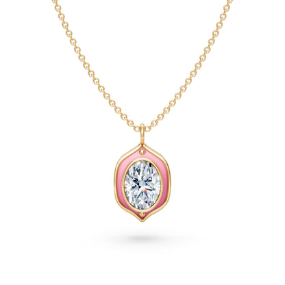 Pink Enamel Oval Pendant