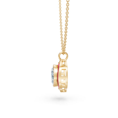 Pink Enamel Oval Pendant