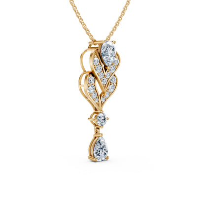 Layered Heart Diamond Pendant With Drop