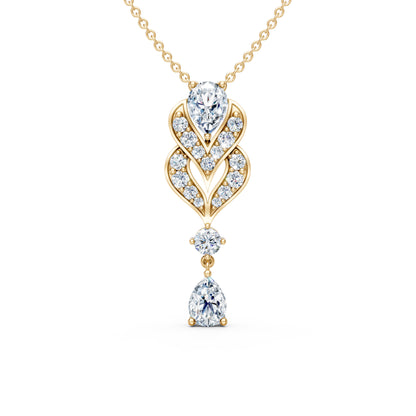 Layered Heart Diamond Pendant With Drop