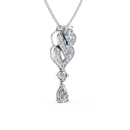 Layered Heart Diamond Pendant With Drop
