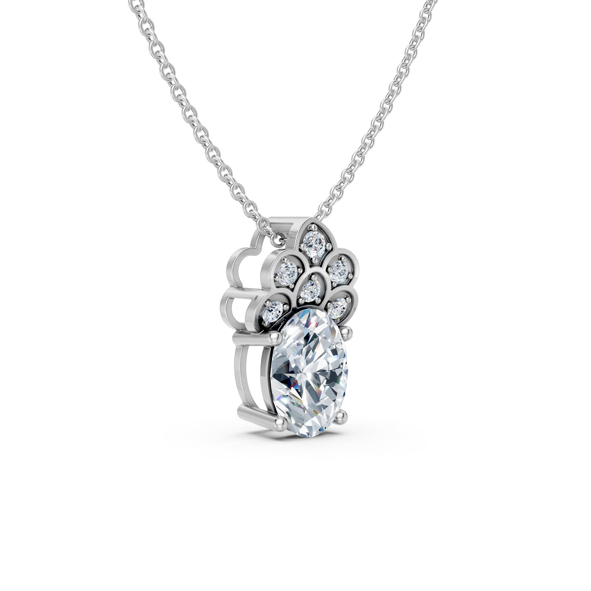 Ornate Crown Diamond Pendant