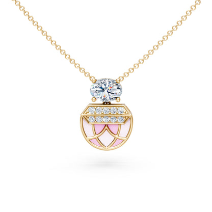 Diamond Cap Pink Enamel Pendant
